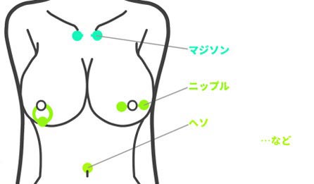 ボディピアスの穴開けができる部分